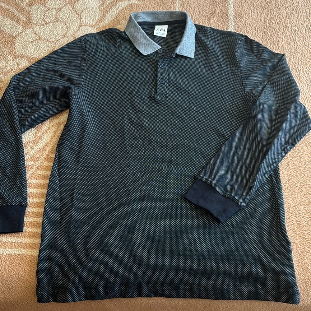 Zara Long Sleeve Cotton Polo/Top